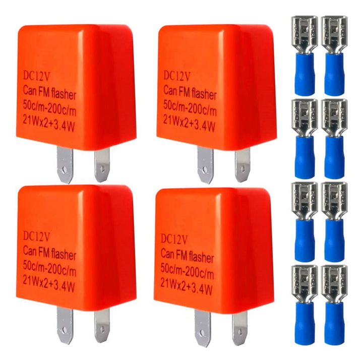 4 PCS 2 Pin LED Flasher Relay Motorcycle LED Flasher Relay 12V Adjustable Frequency of Turn Signals Blinker Indicator Relays