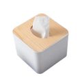 Square Shape Wooden Cover Plastic Tissue Box Holder | Paper Napkin Dispenser Case. 