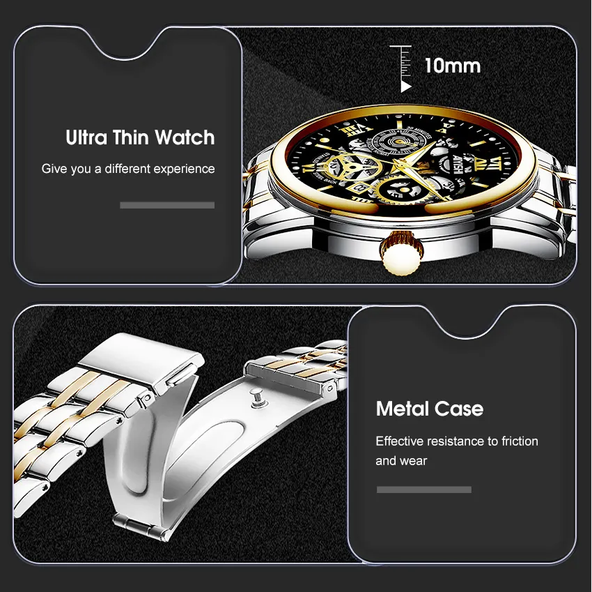 LouisWill Men Watch Men's Fashion Simple Three-Eyed Design