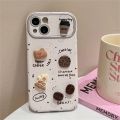 100%new celebrity trend+In stock+COD Korean INS Cartoon 3D Bear Cookies Stickers Big Lens Frame Case for iPhone 15 14 13 11 Pro Max Plus Back Cover for 12 Pro Max. 