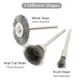 45-Pieces Stainless Steel Wire Brush Wheel Set 1/8'' Shank Wire Brush 10/15/25mm Diameter Brush Wheel for Polishing Grinding. 
