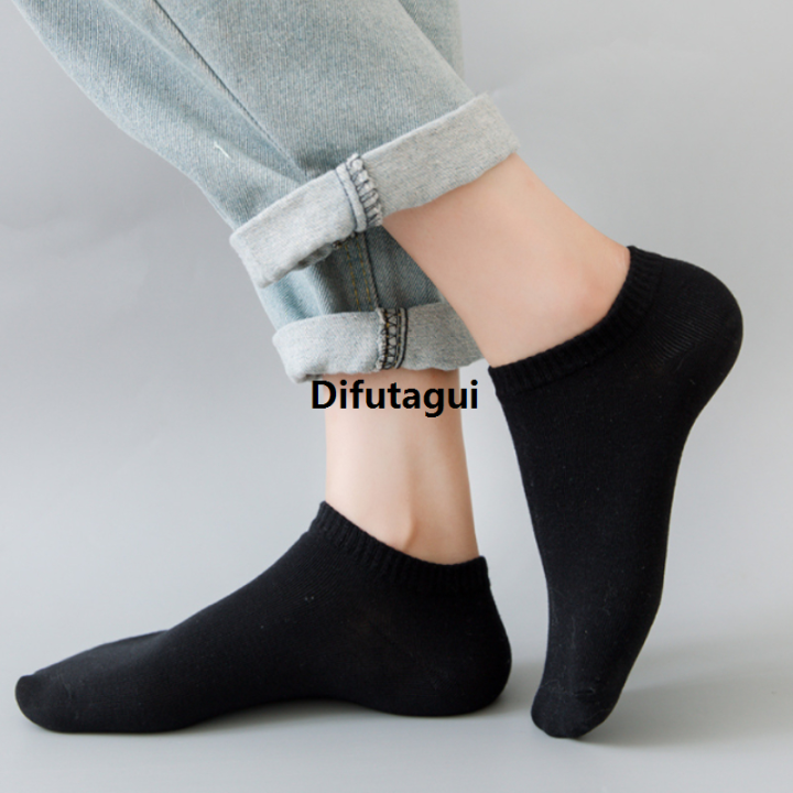 Difutagui%205%20Pairs%20Unisex%20Socks%20Low%20Cut%20Breathable%20Business%20Boat%20Sock%20Solid%20Hot%20Selling%20Color%20Comfortable%20Ankle%20Casual%20White%20Black%20Men%20Business%20-%20Image%203