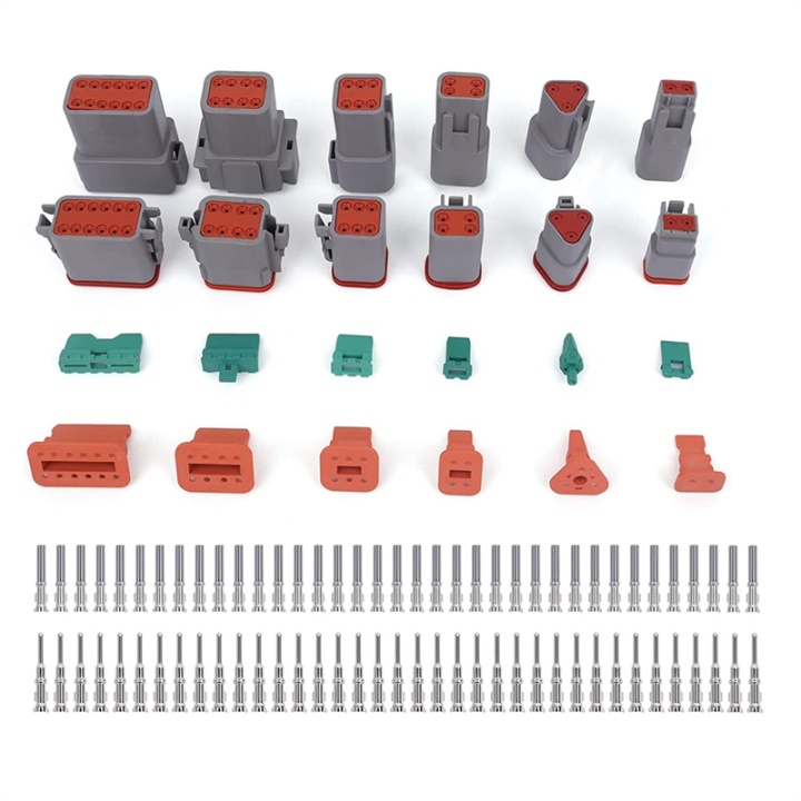 1 Set DT Series Connector Kit 2 3 4 6 8 12 Pin Connector Automotive Electrical Connector with Size 16 Stamped Contacts