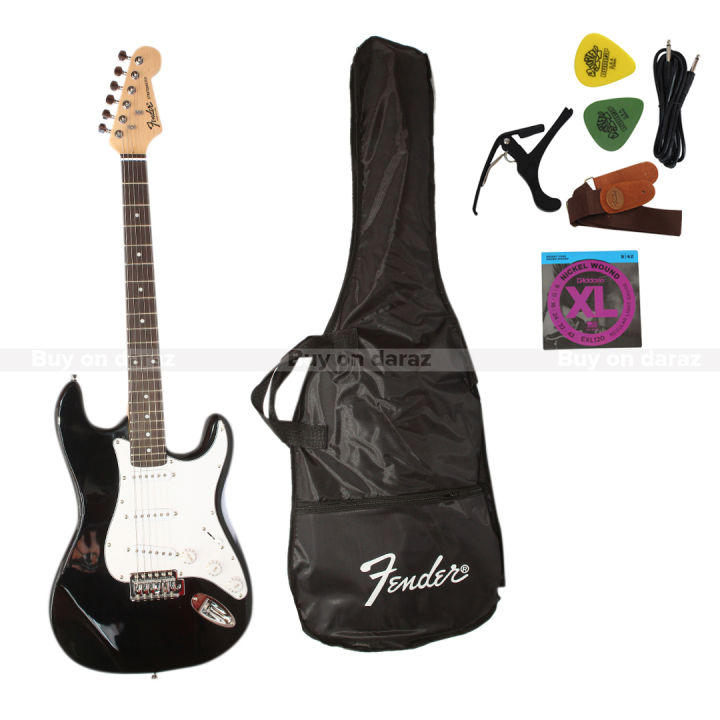 Fender%20Black%20Electric%20Guitar%20With%20Bag,%20Jackwire,%20Capo%20Belt,%20String%20And%202%20Picks%20-%20Image%202