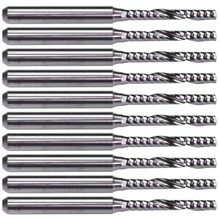 FORIDE 10X 2mm x 15mm Carbide Single Flute Spiral End Mill CNC Router Bit
