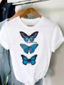 Tops Women's Pictorial Clothing Graphic Clothing Short Sleeve Summer T-Shirt Women's T-Shirt Printed T Feather Bird Clothing Fashion. 