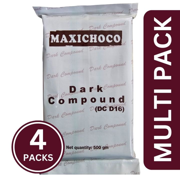 Bakers Creation Maxichoco Dark Chocolate Compound D16-500gm (Baking Chocolate Blocks/ Chocolate Compound) (Pack of 4)