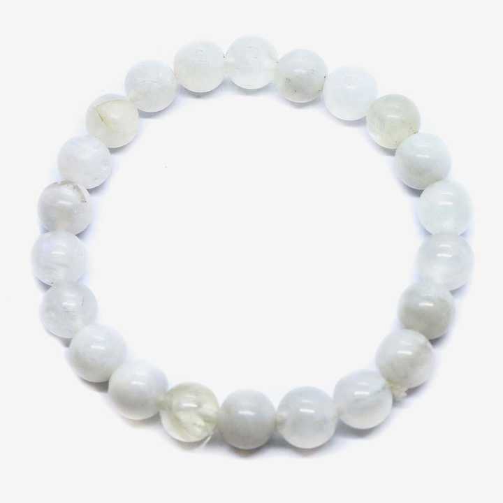 Moonstone Natural Healing Crystal Jewelry Fashion Stretchable Comfortable Fit Slides-On Bead Bracelet