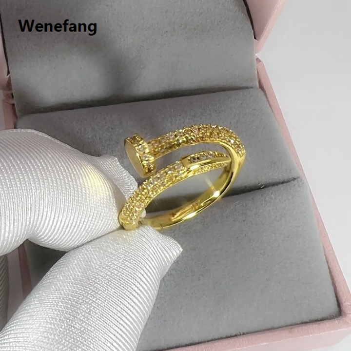 Wenefang%20Luxurious%20Wooden%20Nail%20Modeling%20Design%20Shiny%20Zircon%20Gold%20Silver%20Color%20Ring%20Women's%20Men%20Open-Loop%20Elegant%20Temperament%20Accessories%20-%20Image%203