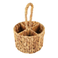 Flatware Organizer, Utensils Holder, Hand Woven Water Hyacinth Cutlery Holder for Countertop with Handle. 