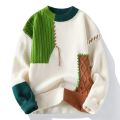 DESCENTE Men Long-sleeve Sweater Stylish Men's Color Block Sweater for Autumn Winter Warm Knitted Pullover for Casual Work Wear for Dating. 