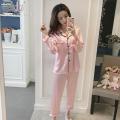 Korean Satin Silk Floral Pajama Set- Full Sleeve-Sleepwear- Nightdress (L-XXL) For Girls. 