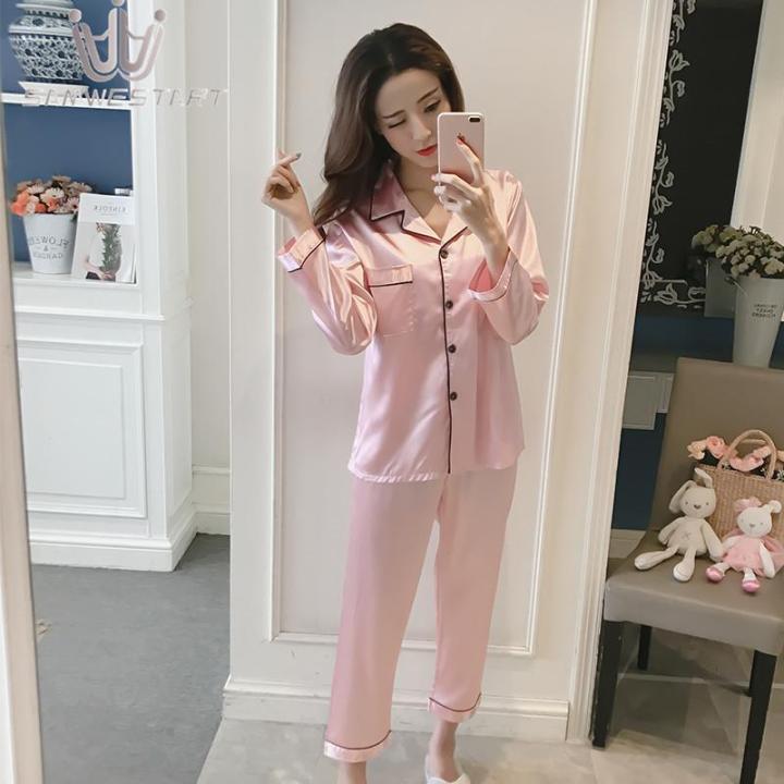Korean%20Satin%20Silk%20Floral%20Pajama%20Set-%20Full%20Sleeve-Sleepwear-%20Nightdress%20(L-XXL)%20For%20Girls%20-%20Image%204