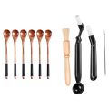 NAMUNY 6Pcs Long Handled Wooden Spoons Mixing Spoon Wood Tableware & 4Pcs Coffee Machine Cleaning Set Coffee Grinder Brush. 