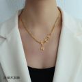 【Trendy designs】Simple Retro Sense K Gold MORE Necklace Women's Instagram Style Cold Style Collarbone Necklace Chain. 