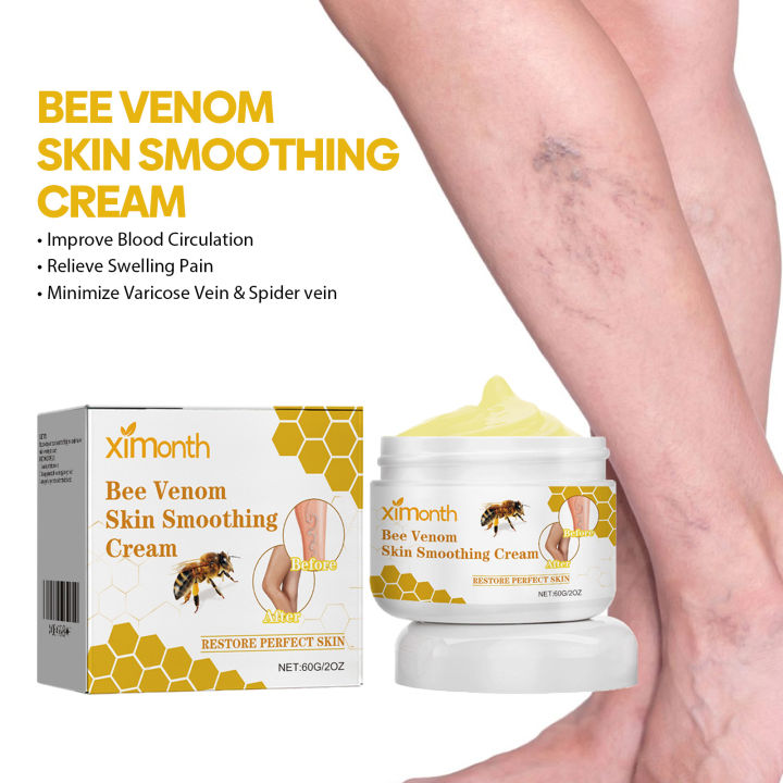 Ximonth 60g Bee Venom Skin Smoothing Cream Repair Vein Varicose Promotes Blood Circulation Reduce Spider Veins Leg Care Paste