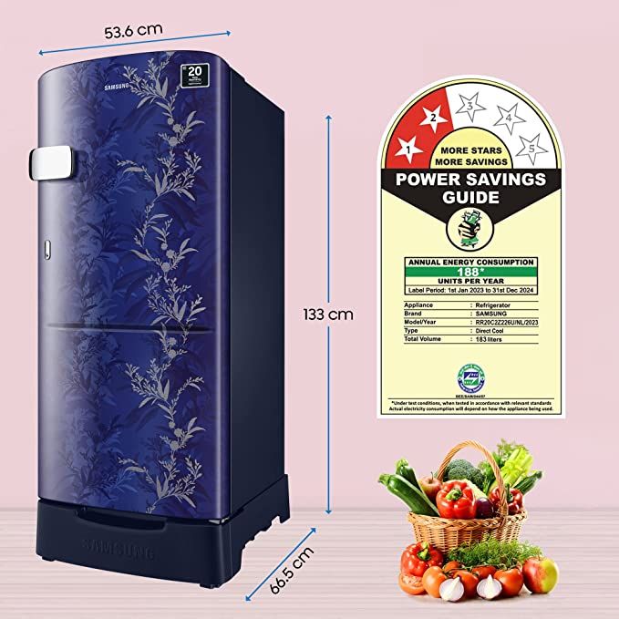 Samsung%20%20RR20C2Z226U/IM%20192%20Litres%20Single%20Door%20Refrigerator%20with%20Stylish%20Grande%20Design%20(Base%20Stand%20with%20Drawer)%20-%20Image%203