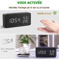 Alarm Clock,Led Artificial Forest Alarm Clock with Clock Display, Date, Temperature and Voice Control. 