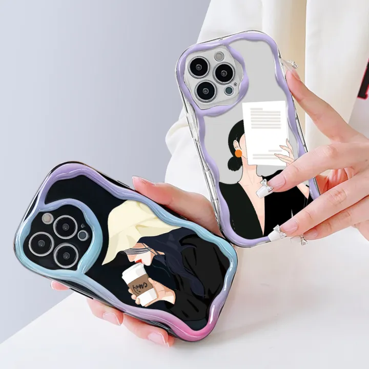 Jizetin%20for%20Samsung%20A15%204G%20/%20A15%205G%20Back%20Cover%20Cartoon%20Elegant%20Girl%20Cream%20Wavy%20Edge%20Soft%20Silicone%20Phone%20Case%20-%20Image%206
