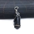 Linman Black Tourmaline Natural Stone Pendants Reiki Bead PSales promotion endant Nunatak Raw Chakra Energy Wire Wrapped Jewelry. 