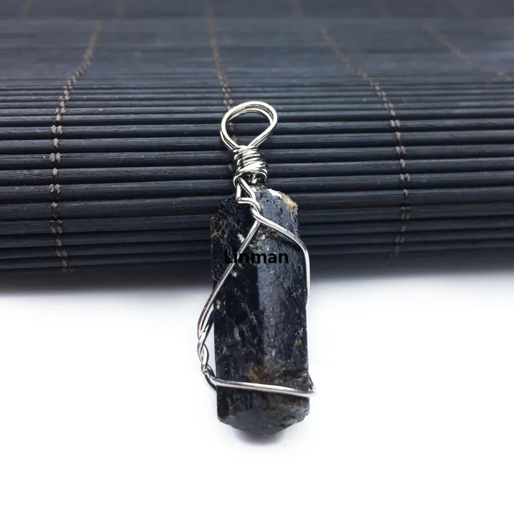 Linman%20Black%20Tourmaline%20Natural%20Stone%20Pendants%20Reiki%20Bead%20PSales%20promotion%20endant%20Nunatak%20Raw%20Chakra%20Energy%20Wire%20Wrapped%20Jewelry%20-%20Image%202
