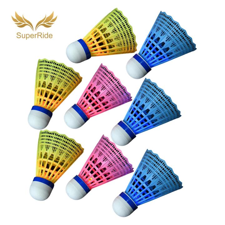 SuperRide Long-lasting Badminton Birdie Led Badminton Shuttlecocks Glow in the Dark Night Play Set for Windproof Lighting 3/4/8 Pcs Long-lasting