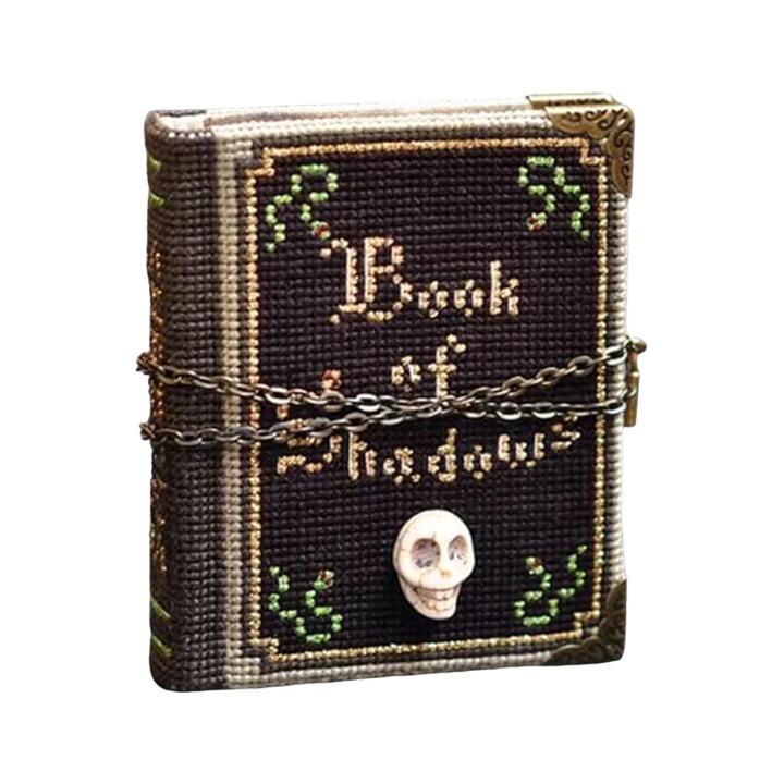 Certiou Gothic Cross-stitch Patterns Spooky Halloween Cross Stitch Kit Diy Gothic Craft Set for All Ages Book of Shadows Design for Book