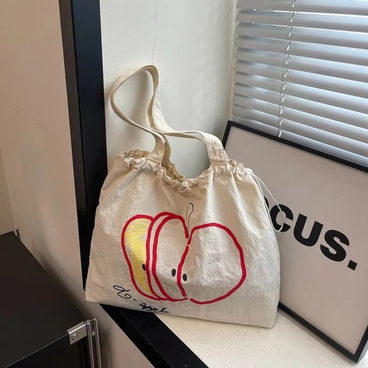 Sweet%20Drawstring%20Shopping%20Handbag%20Large%20Capacity%20Letter%20Printed%20Beach%20Bag%20Lightweight%20Canvas%20Shoulder%20Bag%20Daily%20-%20Image%205