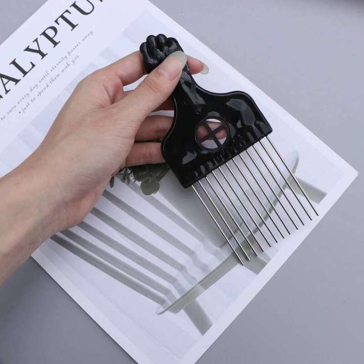 Steel Needle Comb Wide Tooth Combs Smooth Rake Slick Brush Long Thick ...