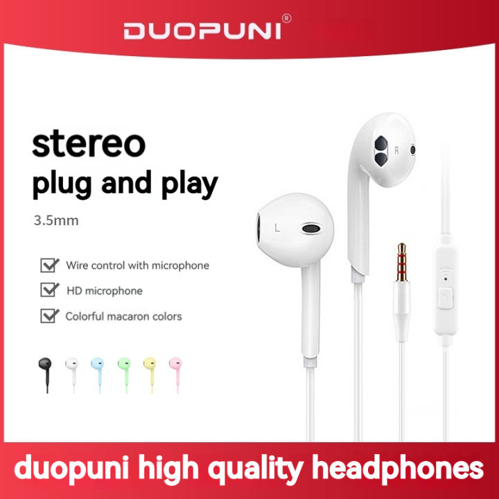 DUOUNI In-ear earbuds wired mobile phone headphones with microphone 3.5mm