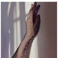 Elastic Rhinestones Mesh Full Finger Gloves Flash Fishing Net Punk Nightclub Cosplay Long Gloves. 