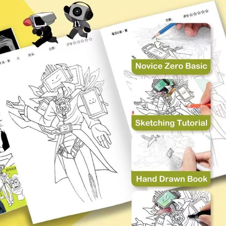 Cartoon Skibidi Toilet Anime Hand Drawn Book Novice Zero Basic Titan TV ...