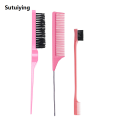 Sutuiying 3PCS Hair Brush Set,Hair Styling Comb Including Dual Sided Edge New style Brush Rat Tail Comb and Teasing Comb for Women Girl Barber. 