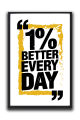 "1% Better Every Day" Motivational Typography Printed  Wall Art Poster| One Piece Frame. 