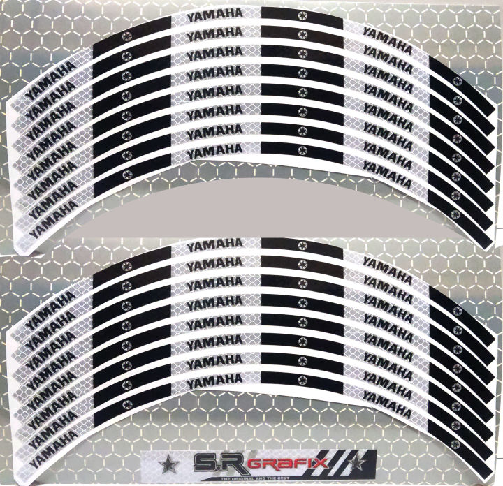 Yamaha Reflective Vinyl Rim Stickers For Motorcycles / Suitable For All Bikes / 16 Pcs Sticker For Both Wheels (8mm Width)