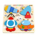 Game 4 in 3D Wooden Puzzles Educational Intelligence Wooden Rainbow Blocks Puzzle Cartoon Aircraft Wooden Puzzle Toy Children. 
