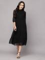 one piece for Women girls Fit Flare Black color Mandarin Collar western wear dress for all occasion casual party wear. 