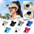 Comfortable To Wear Breathable Solar Fan Hat UV Protection Rechargeable Summer Fan Visor Cap Adjustable Lightweight Sunscreen Empty Top Hat Sport. 