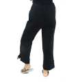 Black Cotton Side White Border Design Pant For Women. 