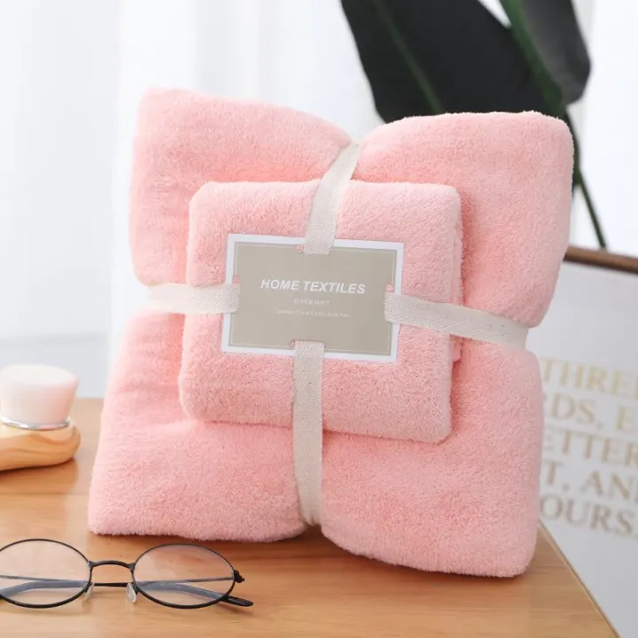 2%20Piece%20Bath%20&%20Face%20Towel%20Set%20Home%20Textile%20Coral%20Velvet%20Absorbent%20Bath%20Towels%20For%20Adults%20Large%20Soft%20Comfortable%20Towel-%20Gift%20Package%20-%20Image%203