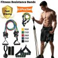 Resistance Band 11PC Fitness Exercise Workout from Home Set. 