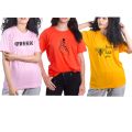 Binay Embroidery Cotton Printed 3 Pcs Combo Set T-Shirt For Women - Fashion | T-Shirts | Unisex | Upper Wear |. 