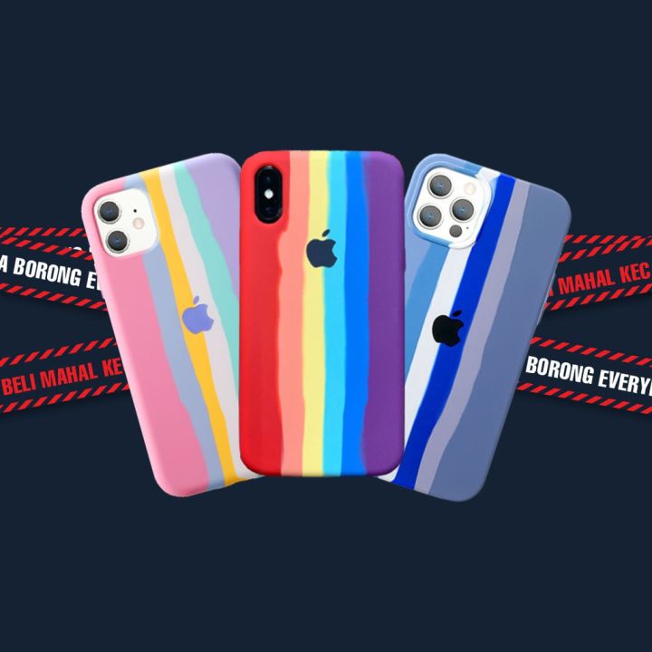 Apple iPhone 11 Pro Max Back cover Liquid Rainbow Silicone Case with Apple Logo Multicolor (Blue / Rainbow / Candy) - Color may Vary