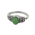 【New arrival】New Chinese Style Spinach Green Plum Blossom Ring Women's Old-fashioned Vintage Dressed Niche Design Live Mouth Index Finger Ring. 