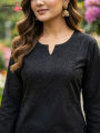 Aamayra Fashion House Black Coloured Chikan Kari Printed Short Kurti For Women. 
