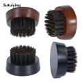 Sutuiying 1pcs Beard Brush Boar Bristles Small and Round Walnut Luxury Wood Beard Grooming Brush for Men's Shaping Tool. 