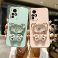 AnDyH Phone Case for Infinix Zero X Neo Zero X Pro X6810 X6811 X6811B Cute Quicksand Liquid Bear Bracket Anti Drop Camera Protection. 