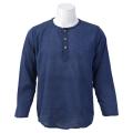 Navy Blue Solid Collar Neck Tops For Men. 