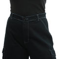 Black Cotton Side Pocket Design Cargo Pant For Women. 
