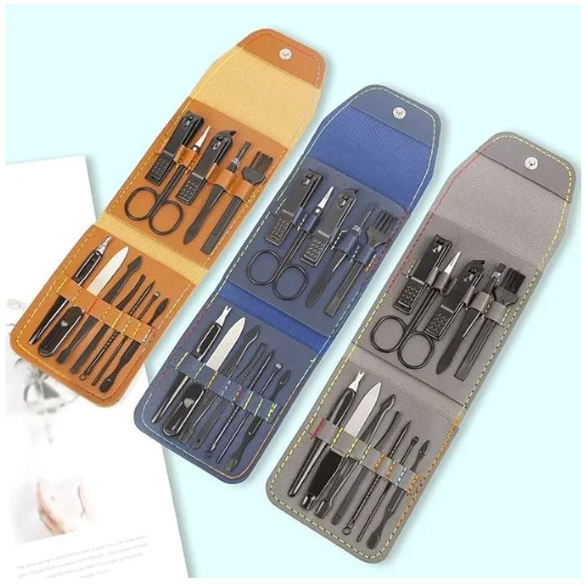 12-in-1 Premium Stainless Steel Manicure and Pedicure Grooming Kit – Professional Nail Care Tool Set for Men, Women & Kids – Travel-Friendly, Durable, and Multipurpose Personal Hygiene Kit with Case